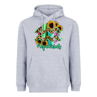 Heather Grey Aquarius Zodiac Sign Sunflower Leopard Serape Heavyweight Hoodie - RanaPortraitStore