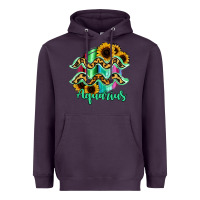 Plum Aquarius Zodiac Sign Sunflower Leopard Serape Heavyweight Hoodie - RanaPortraitStore