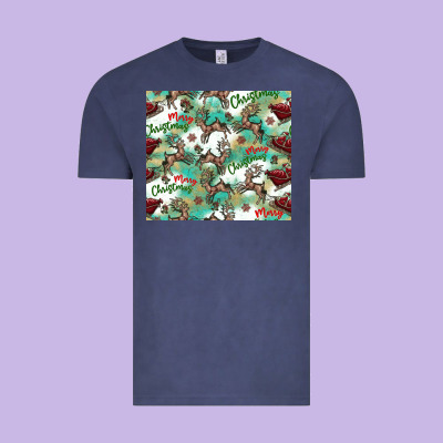 Christmas Magic Pattern Vintage Tee Designed By Cowhidedigitalart