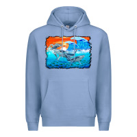 Colony Blue humpback whale and wave background Premium Hoodie - BarkalooDesign