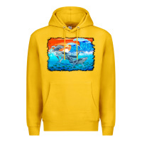 Lemon humpback whale and wave background Premium Hoodie - BarkalooDesign