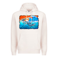 Pale Pink humpback whale and wave background Premium Hoodie - BarkalooDesign