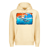 Pina Colada humpback whale and wave background Premium Hoodie - BarkalooDesign