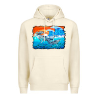 Sandshell humpback whale and wave background Premium Hoodie - BarkalooDesign