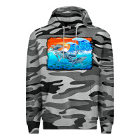 Slate Camo humpback whale and wave background Premium Hoodie - BarkalooDesign