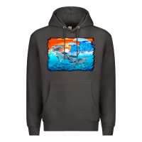 Smoke humpback whale and wave background Premium Hoodie - BarkalooDesign