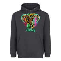 Smoke Aries Zodiac Sign Sunflower Leopard Serape Heavyweight Hoodie - RanaPortraitStore
