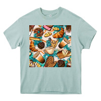 Arona bakery coffee cups cookie and donut with turquoise glitter seamless pa Heavy Core Tee - BundleAndBundleShop