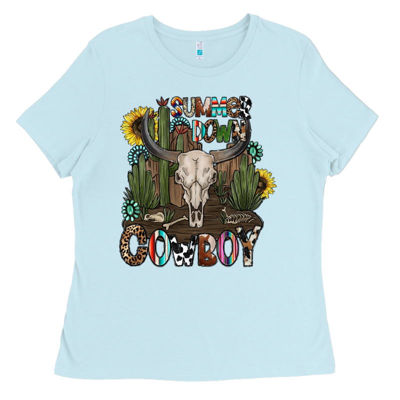 Summer Down Cowboy Ladies Tee by CowhideDigitalArt | Teevron