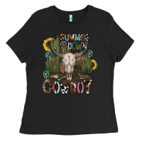 Black summer down cowboy Ladies Tee - CowhideDigitalArt