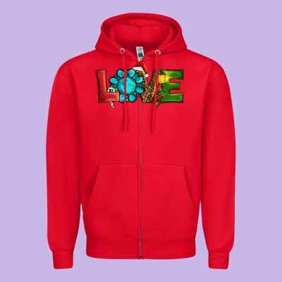 Christmas Gemstone Love Zipper Hoodie Designed By Ranaportraitstore