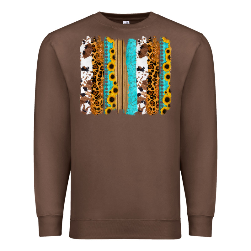 Turquoise Sunflowers Cowhide Leopard Glitter Background Premium Sweatshirt by RanaPortraitStore | Teevron