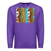 Purple turquoise sunflowers cowhide leopard glitter background Premium Sweatshirt - RanaPortraitStore