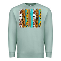 Seafoam turquoise sunflowers cowhide leopard glitter background Premium Sweatshirt - RanaPortraitStore
