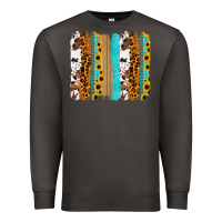 Smoke turquoise sunflowers cowhide leopard glitter background Premium Sweatshirt - RanaPortraitStore