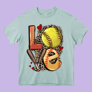 Love Softball Heavy Core Tee Designed By Fadigitalartstudio