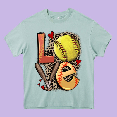 Love Softball Heavy Core Tee Designed By Fadigitalartstudio