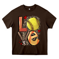 Chocolate Brown love softball Heavy Core Tee - FaDigitalArtStudio