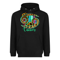 Black Cancer Zodiac Sign Sunflower Leopard Serape Heavyweight Hoodie - RanaPortraitStore