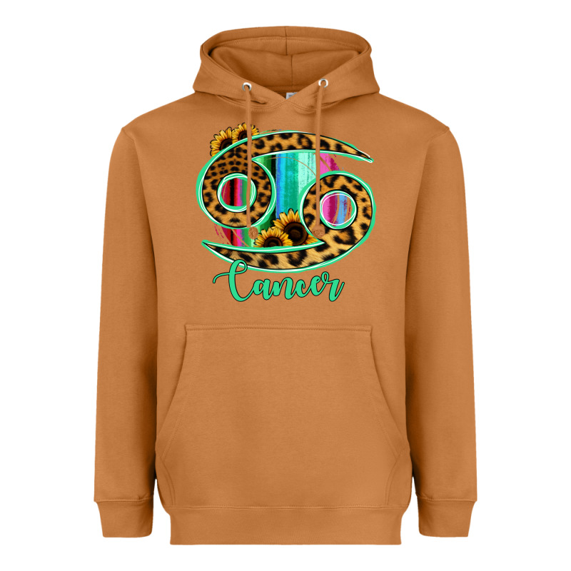 Cancer Zodiac Sign Sunflower Leopard Serape Heavyweight Hoodie by RanaPortraitStore | Teevron