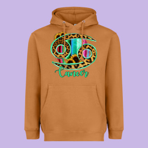 Cancer Zodiac Sign Sunflower Leopard Serape Heavyweight Hoodie Designed By Ranaportraitstore