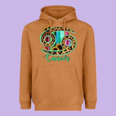 Cancer Zodiac Sign Sunflower Leopard Serape Heavyweight Hoodie Designed By Ranaportraitstore