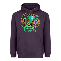Plum Cancer Zodiac Sign Sunflower Leopard Serape Heavyweight Hoodie - RanaPortraitStore