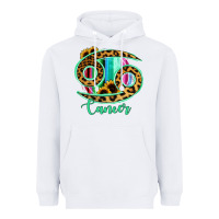 White Cancer Zodiac Sign Sunflower Leopard Serape Heavyweight Hoodie - RanaPortraitStore