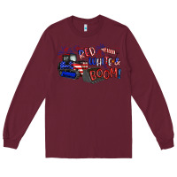 Burgundy red white and boom Long Sleeve Tee - Artiststas