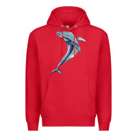 Red humpback whale jumping Premium Hoodie - BarkalooDesign