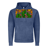 Vintage Denim sunflowers and cactus license plate Vintage Hoodie - Artiststas