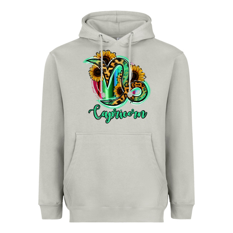 Capricorn Zodiac Sign Sunflower Leopard Serape Heavyweight Hoodie by RanaPortraitStore | Teevron