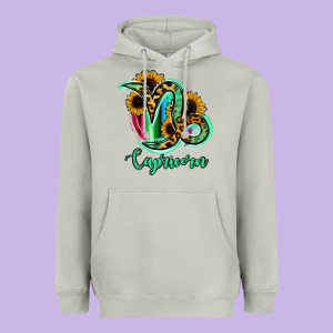 Capricorn Zodiac Sign Sunflower Leopard Serape Heavyweight Hoodie Designed By Ranaportraitstore