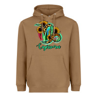 Toasted Coconut Capricorn Zodiac Sign Sunflower Leopard Serape Heavyweight Hoodie - RanaPortraitStore