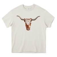 Cream longhorn cow head Heavy Core Tee - RanaPortraitStore