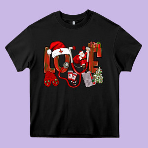 Christmas Love Nurse Bbs Heavy Core Tee Designed By Bundleandbundleshop