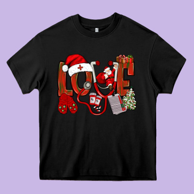 Christmas Love Nurse Bbs Heavy Core Tee Designed By Bundleandbundleshop
