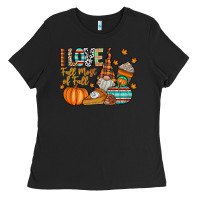 Black i love fall most of fall Ladies Tee - CowhideDigitalArt