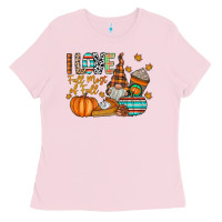 Bubblegum Pink i love fall most of fall Ladies Tee - CowhideDigitalArt