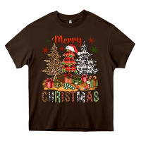 Chocolate Brown merry christmas with western trees bbs Heavy Core Tee - BundleAndBundleShop