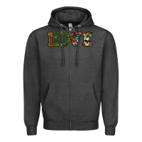 Charcoal Heather christmas love Zipper Hoodie - RanaPortraitStore