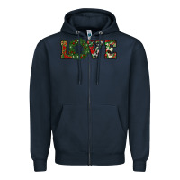 Navy christmas love Zipper Hoodie - RanaPortraitStore