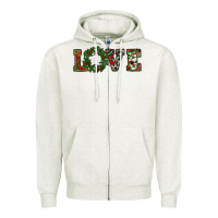 Oatmeal Heather christmas love Zipper Hoodie - RanaPortraitStore