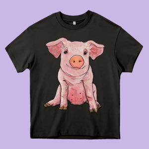 Sitting Pig Heavy Core Tee Designed By Ranaportraitstore