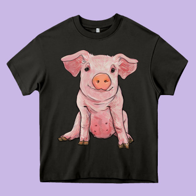 Sitting Pig Heavy Core Tee Designed By Ranaportraitstore