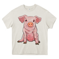 Cream sitting pig Heavy Core Tee - RanaPortraitStore
