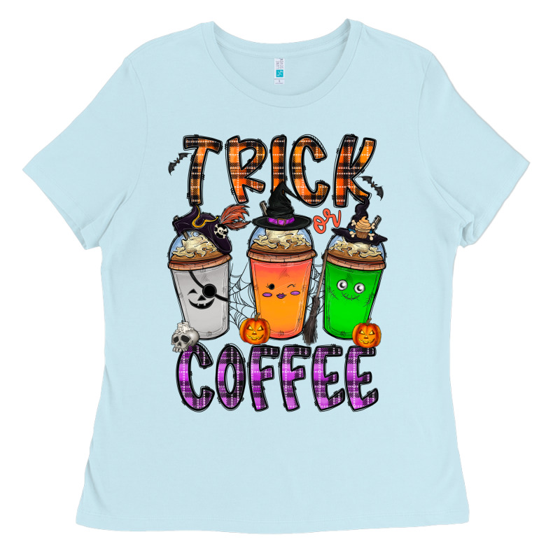 Trick Or Coffee Ladies Tee by CowhideDigitalArt | Teevron