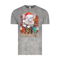 Cloud Rock merry Christmas pig Vintage Tee - CowhideDigitalArt
