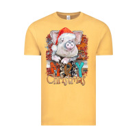 Vintage Mustard merry Christmas pig Vintage Tee - CowhideDigitalArt