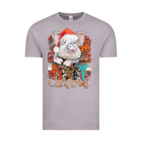 Vintage Zinc merry Christmas pig Vintage Tee - CowhideDigitalArt